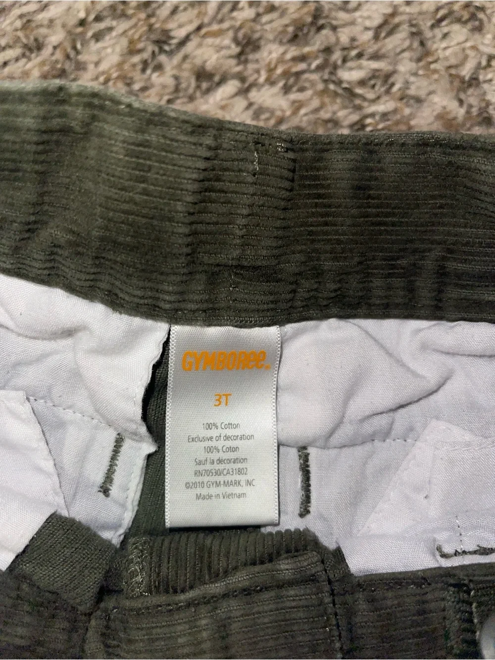 Gymboree Dark Green Corduroy Pants with Embroidered Dogs